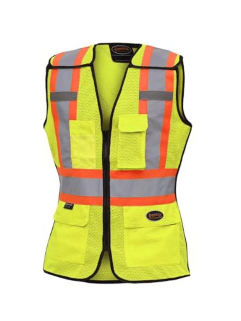 Women's High Visibility Tear-Away Safety Vest - Reflective Tape - 4 Pockets -